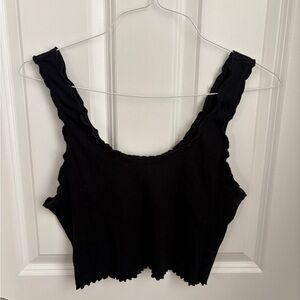 ASOS Ribbed Baddie Grunge Scallop Edge Crop Tank Top Black Whimsigoth